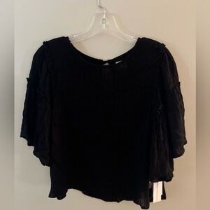 NWT: O’Neill Black Top with Ruffle Sleeve Detail
